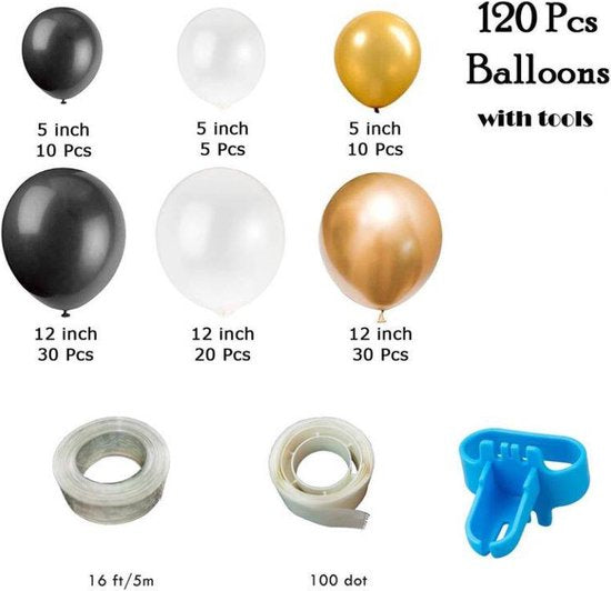 120-delige Ballonnenset - Zwart en Goud