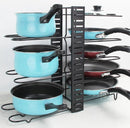 Verstelbaar pannenrek voor 8 pannen