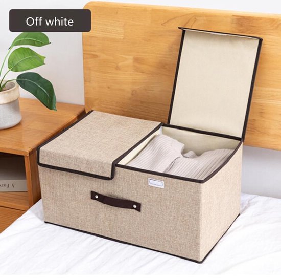 Opvouwbare opbergbox - Stevig materiaal - 50x30x25cm - Beige