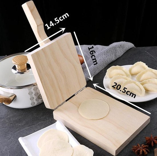 Tortilla pers houten - voor Taco's, Burrito, Wrap, Dumplings