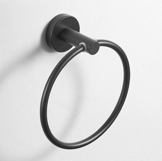 handdoekring - RVS - Ø 18 cm - zwart