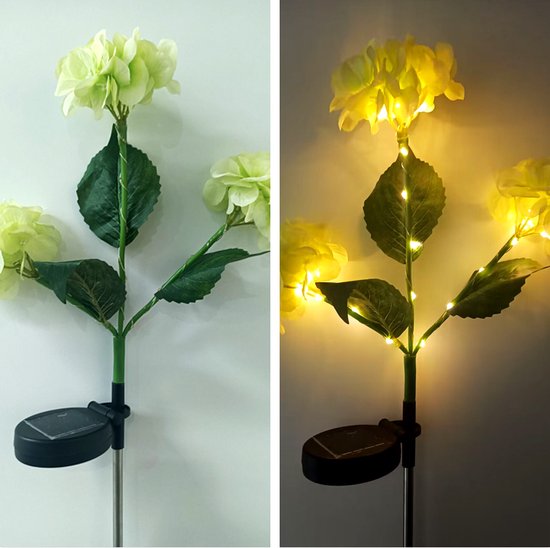 Terraslamp op zonne-energie Hortensia - Groen - 75,5 cm hoog