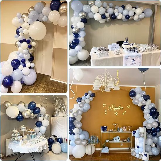 Ballonnenboog - Wit & Blauw - Voor Verjaardagen en Feesten