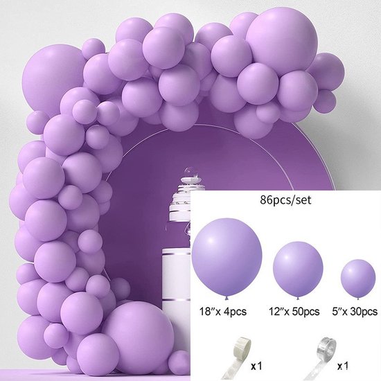 86-delige Macaron Ballonnenset - Licht Paars