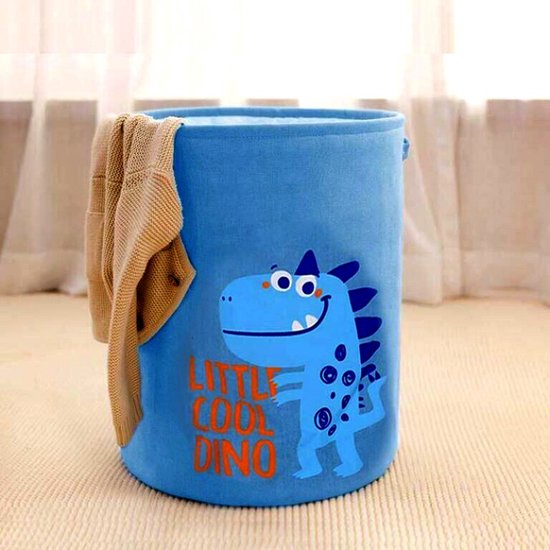 Wasmand met dinosaurus design en handvat - blauw, 35x45cm