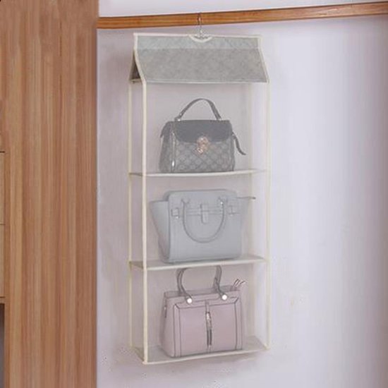 Hangende garderobe opbergruimte 3 lagen beige