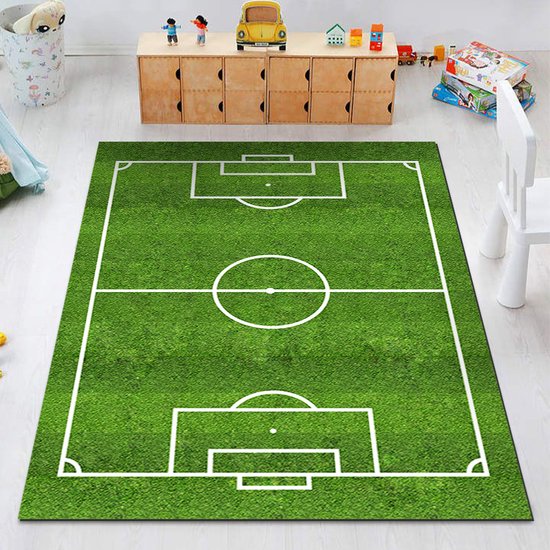 Laagpolig kindertapijt voetbalveld 163x80cm