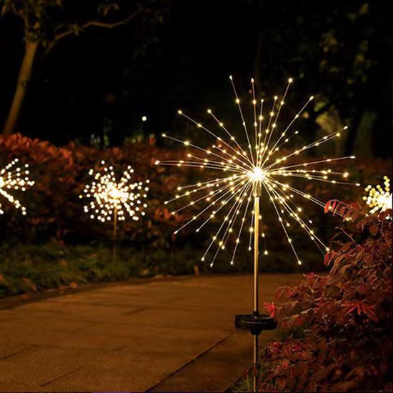 Set van 2 Zonne Vuurwerklampen met LED Verlichting