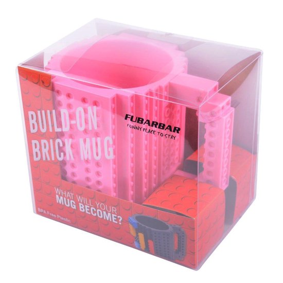 Roze Build on Brick Mok - 350 ml met bouwsteentjes