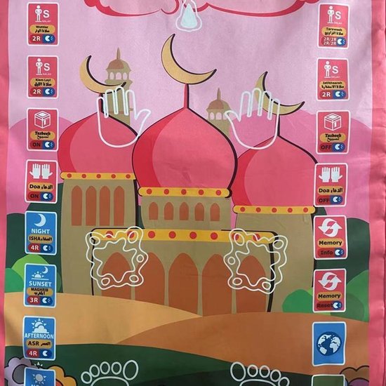 Interactieve gebedsmat kinderen 110x70cm roze