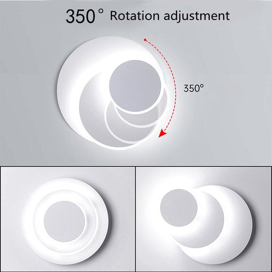 Design wandlamp met 3 lichtstanden (Rond, 360° draaibaar)