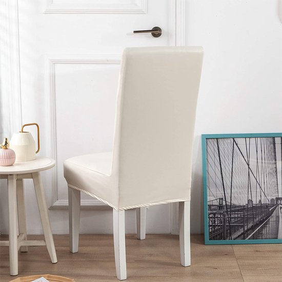 Waterdichte stoelhoezen eetkamerstoelen creme 2 stuks