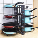 Verstelbaar pannenrek voor 8 pannen