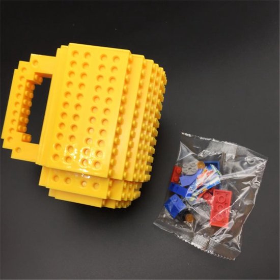 Lego Bouwsteen Mok Geel - Bouw Je Eigen Mok - 350 ml