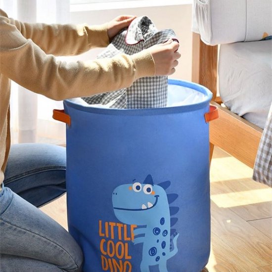 Wasmand met dinosaurus design en handvat - blauw, 35x45cm