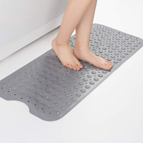 Badmat PVC met antislip zuignappen, grijze 100x40cm