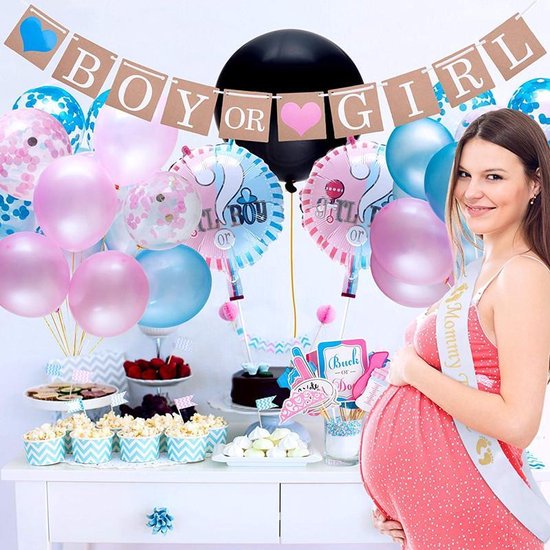 64-delige set gender reveal party babyshower