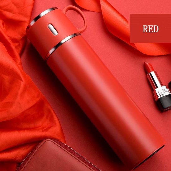 Grote roestvrijstalen thermosfles - 580 ml - Rood