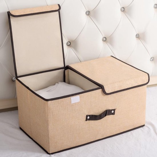 Opvouwbare opbergbox - Stevig materiaal - 50x30x25cm - Beige