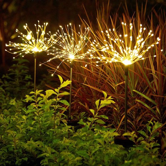 Set van 2 Zonne Vuurwerklampen met LED Verlichting