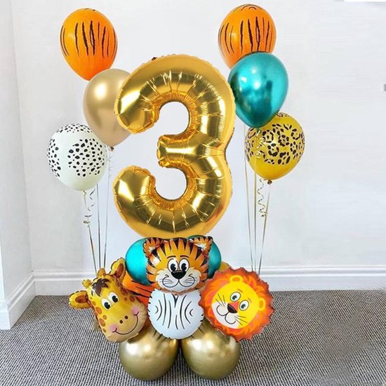 Verjaardag ballonnen set, 3 jaar, dieren