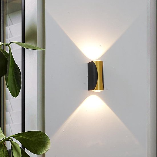 Buitenwandlamp LED 12W Warmwit - Zwart/Goud