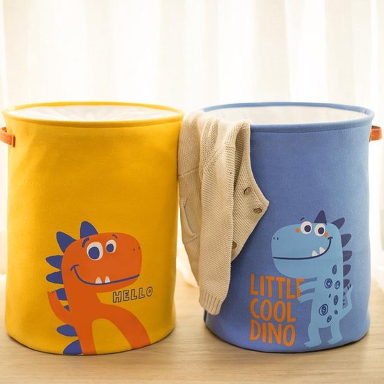 Opvouwbare wasmand met dinosaurus design geel 35x45cm