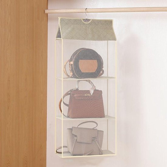 Hangende garderobe opbergruimte 3 lagen beige