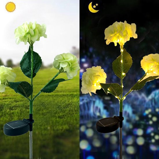 Terraslamp op zonne-energie Hortensia - Groen - 75,5 cm hoog