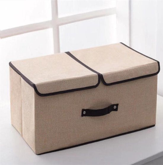 Opvouwbare opbergbox - Stevig materiaal - 50x30x25cm - Beige