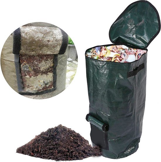 Compostzak grote capaciteit tuin 45x45x80cm 162L donkergroen