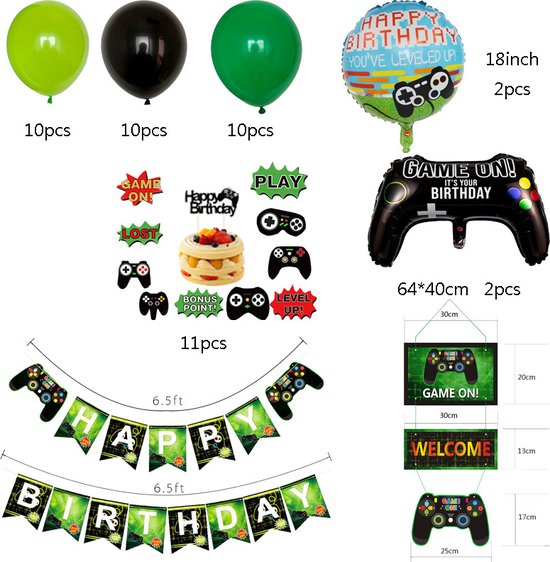 Verjaardagset - Thema: Gaming - 58-delig - Feestdecoratie