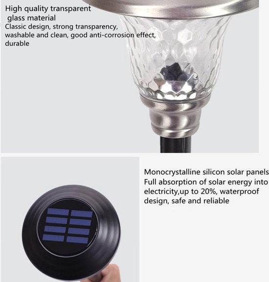 Set van 4 Zonne-energie Gazonlampen RVS