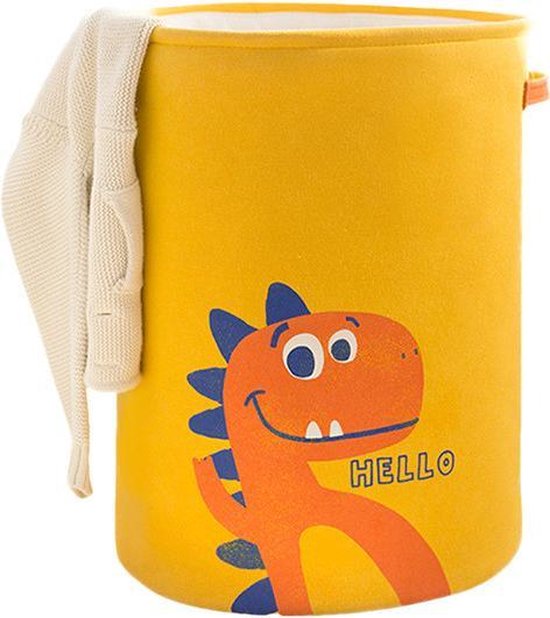 Opvouwbare wasmand met dinosaurus design geel 35x45cm