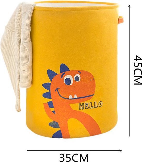 Opvouwbare wasmand met dinosaurus design geel 35x45cm