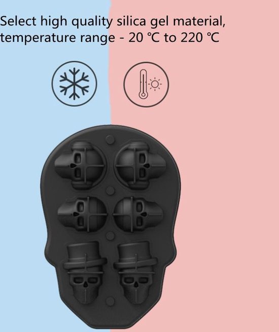 Siliconen ijsbal maker met deksel - schedelthema